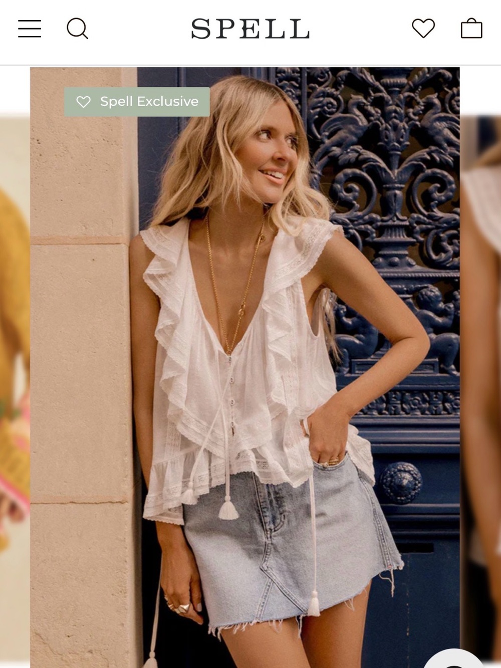 SPELL FLEUR SLEEVELESS IVORY RUFFLE TOP SZ.M
EXCELLENT CONDITION FIRM PRICE